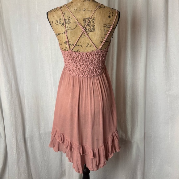 Free People Adella Crochet Lace Babydoll Mini Dress Mauve Pink Medium - Picture 3 of 9